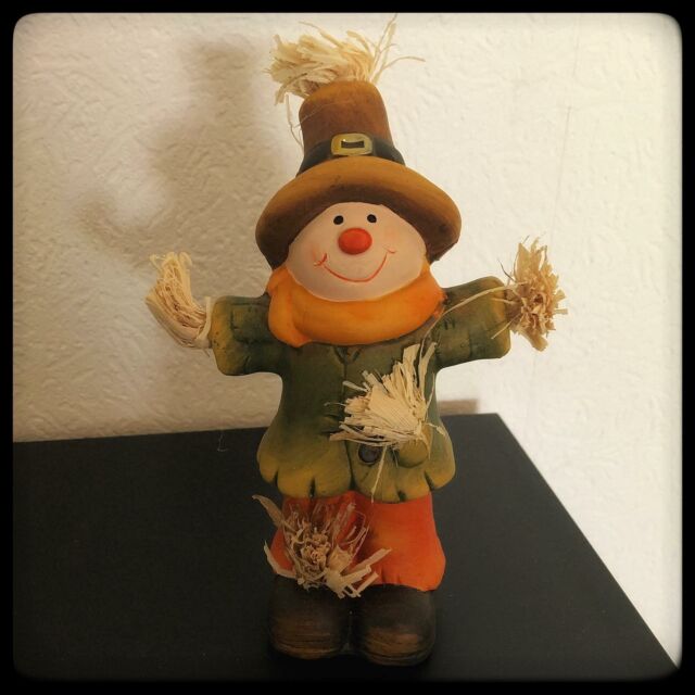 Herbstdeko / Autumn decoration 🍂🍁 Habe den kleinen Kerl in einem Restposten Markt gefunden und musste ihn unbedingt mitnehmen. 
Found this little guy in an oddments market and had to take him home. 😉
.
.
.
#herbst #dekoration #vogelscheuche #autumn #decoration #scarecrow